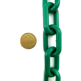 Dark Green plastic chain UV stabilised, size 8mm. Chain by the metre. Australia