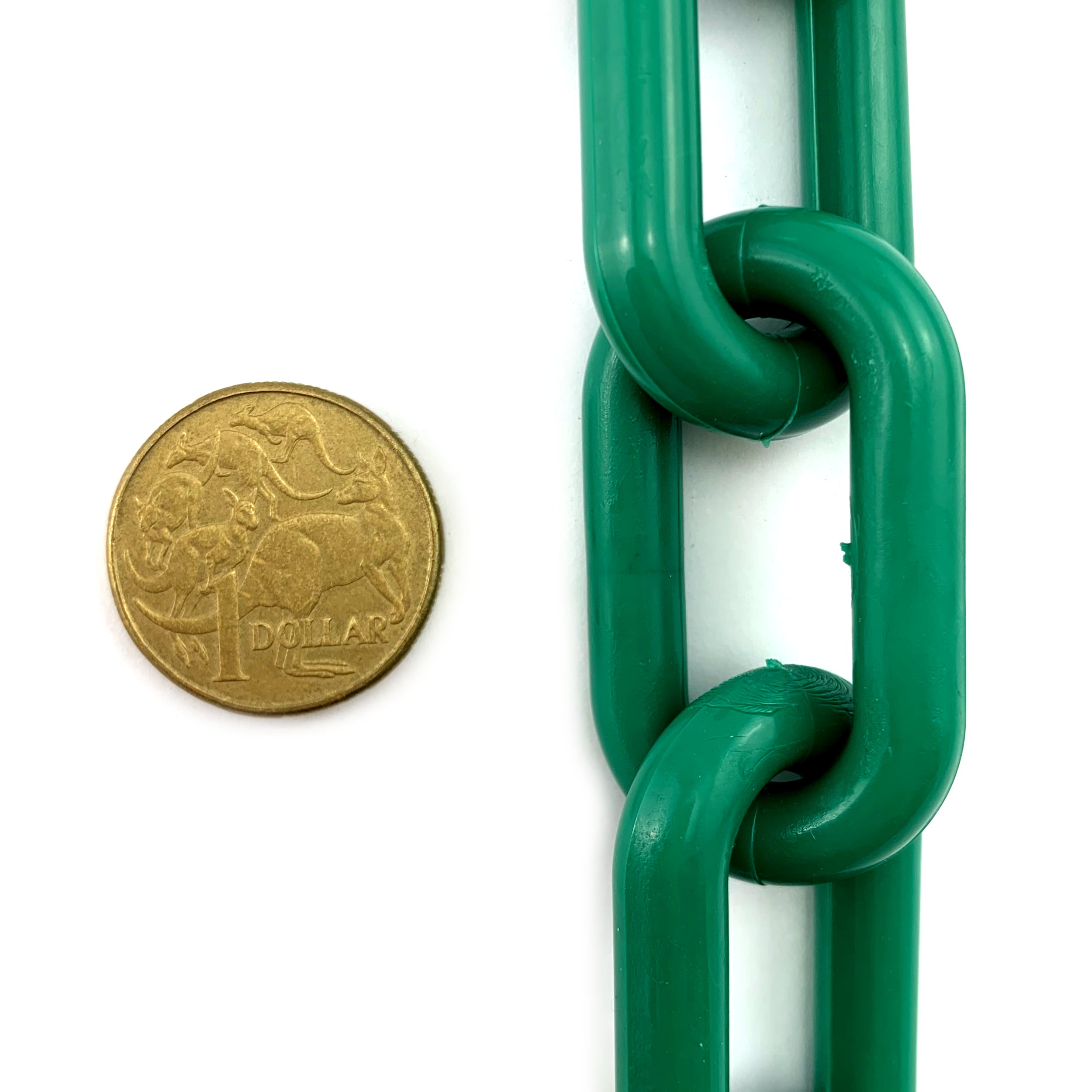 8mm Dark Green plastic chain. Buy chain by the metre. Australia