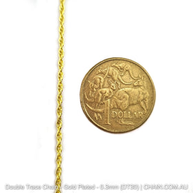 Double Trace Chain - Gold Plated. Size: 0.3mm (DT30), qty: 25-metres. Shop jewellery chain online. Australia wide shipping. Chain.com.au