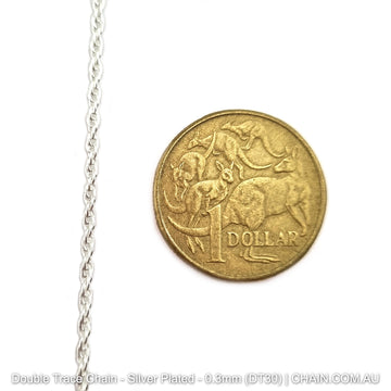 Double Trace Chain - Silver Plated. Size: 0.3mm x 25m. Shop jewellery chain online. Australia wide shipping. Chain.com.au
