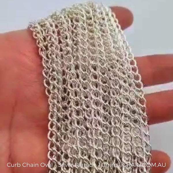 Curb Chain Oval - Silver Plated - Size: 1.0mm (CO100). Jewellery chain Australia. Shop chain online chain.com.au