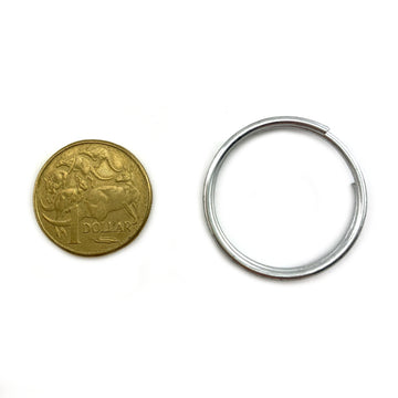 Australian made galvanised key rings, size 34mm x 2mm in bags of 100.