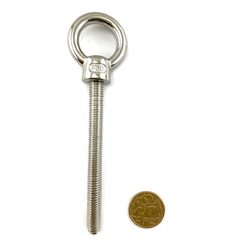 Lifting Eye Bolt - Stainless Steel - 10mm x 100mm Thread. Australia.