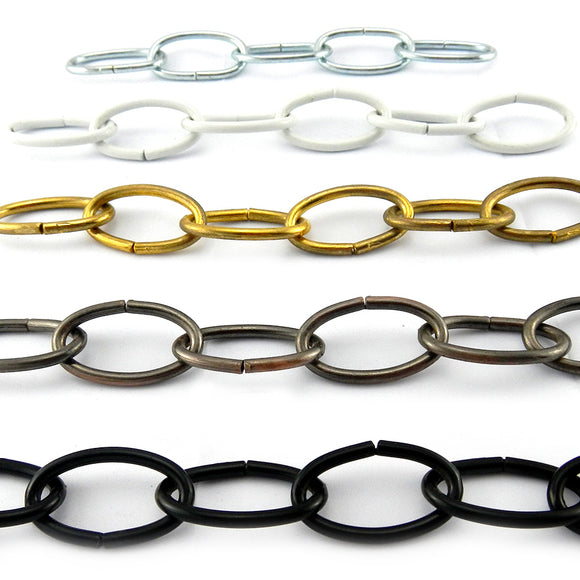Lighting Chain, size: 3.8mm. Various colours. Commercial grade. Chain by the metre & bulk buy. Factory direct prices. Australia wide shipping from Melbourne. Shop: chain.com.au