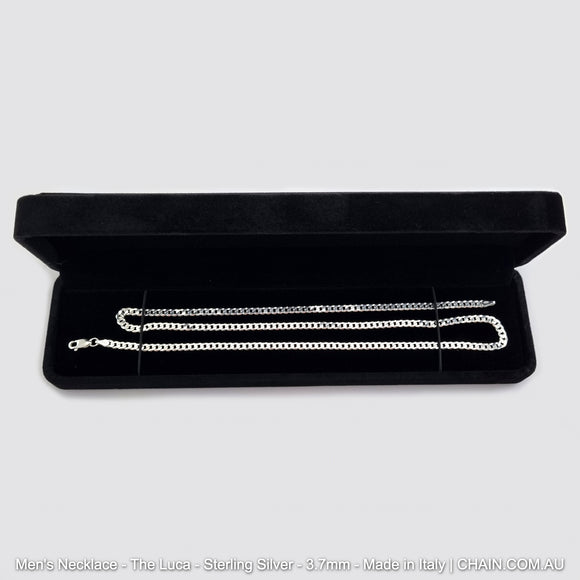 Men's Chain Necklace - The Luca - Sterling Silver - 3.7mm - Made in Italy. Australia wide shipping. Shop jewellery chain chain.com.au