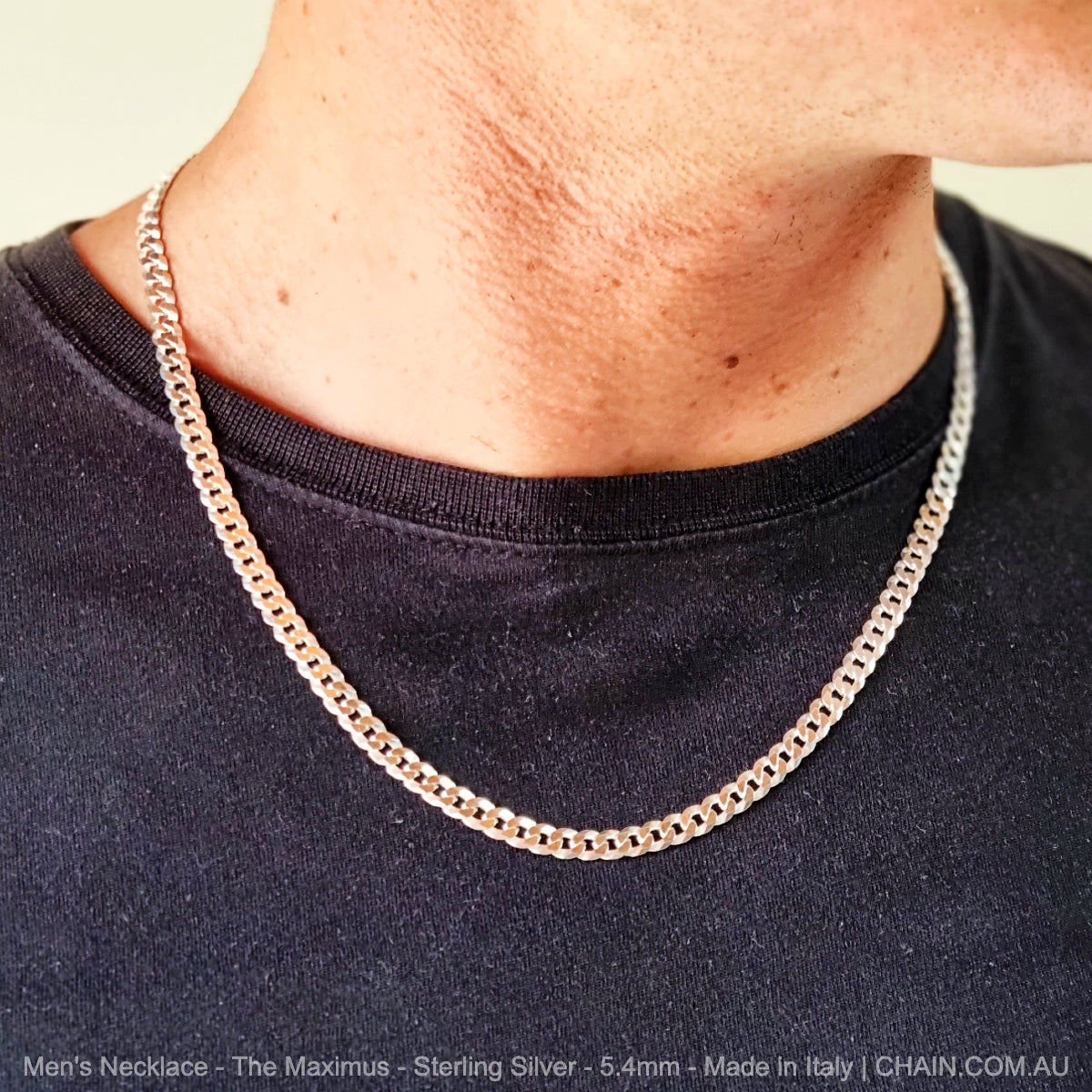 Men's Chain Necklace - The Maximus - Sterling Silver - 5.4mm - Made in Italy. Australia wide shipping. Shop jewellery chain chain.com.au