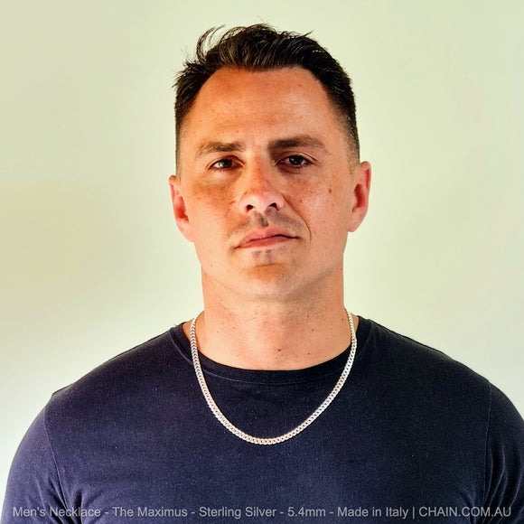 Men's Chain Necklace - The Maximus - Sterling Silver - 5.4mm - Made in Italy. Australia wide shipping. Shop jewellery chain chain.com.au