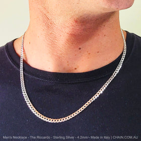 Men's Chain Necklace - The Riccardo - Sterling Silver - 4.2mm - Made in Italy. Australia wide shipping. Shop jewellery chain chain.com.au