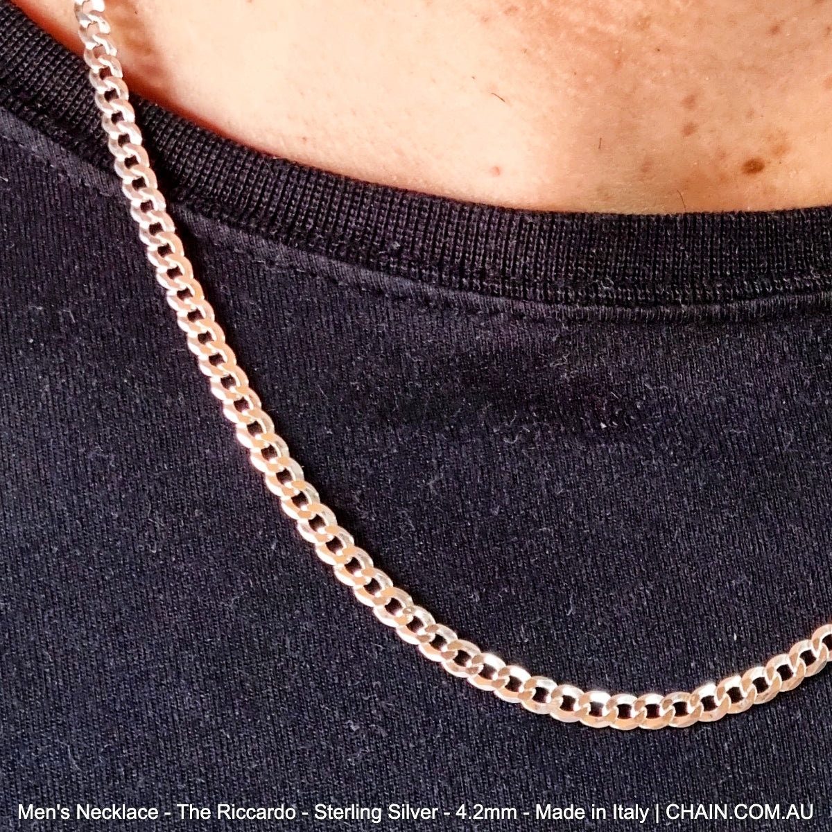 Men's Chain Necklace - The Riccardo - Sterling Silver - 4.2mm - Made in Italy. Australia wide shipping. Shop jewellery chain chain.com.au