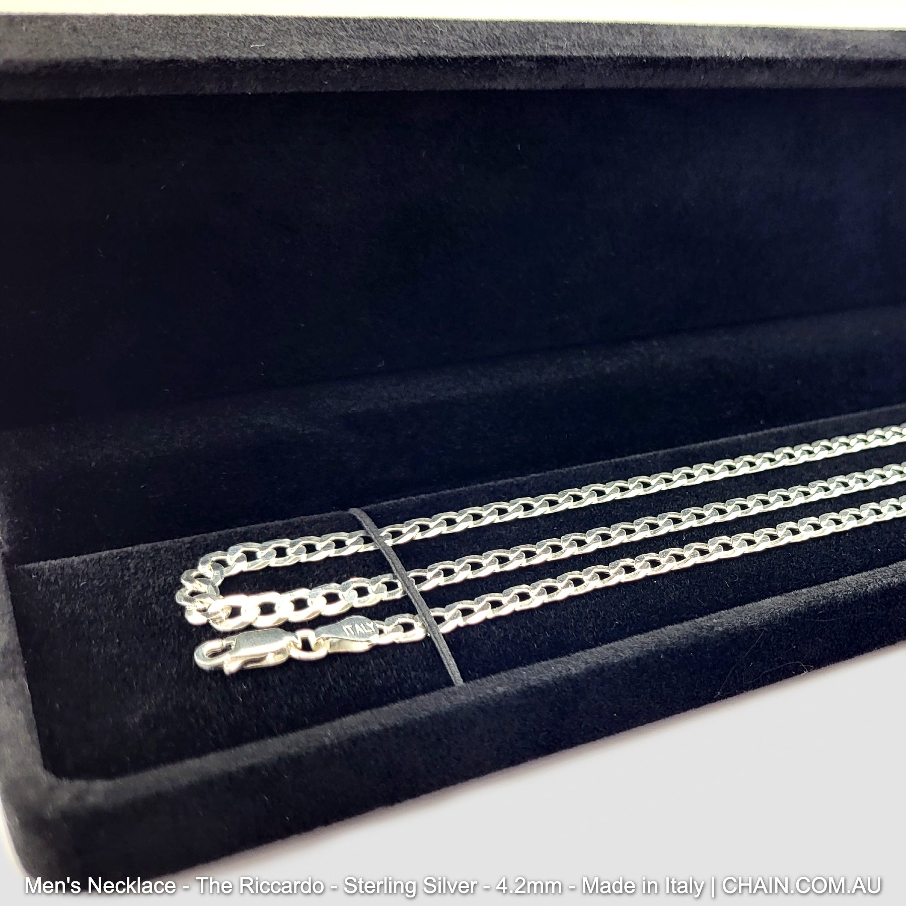 Men's Chain Necklace - The Riccardo - Sterling Silver - 4.2mm - Made in Italy. Australia wide shipping. Shop jewellery chain chain.com.au