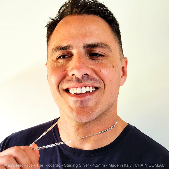 Men's Chain Necklace - The Riccardo - Sterling Silver - 4.2mm - Made in Italy. Australia wide shipping. Shop jewellery chain chain.com.au