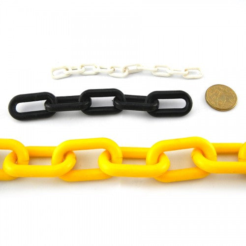 Plastic Chain in White, yellow and black. Chain by the metre. Shipping Australia wide