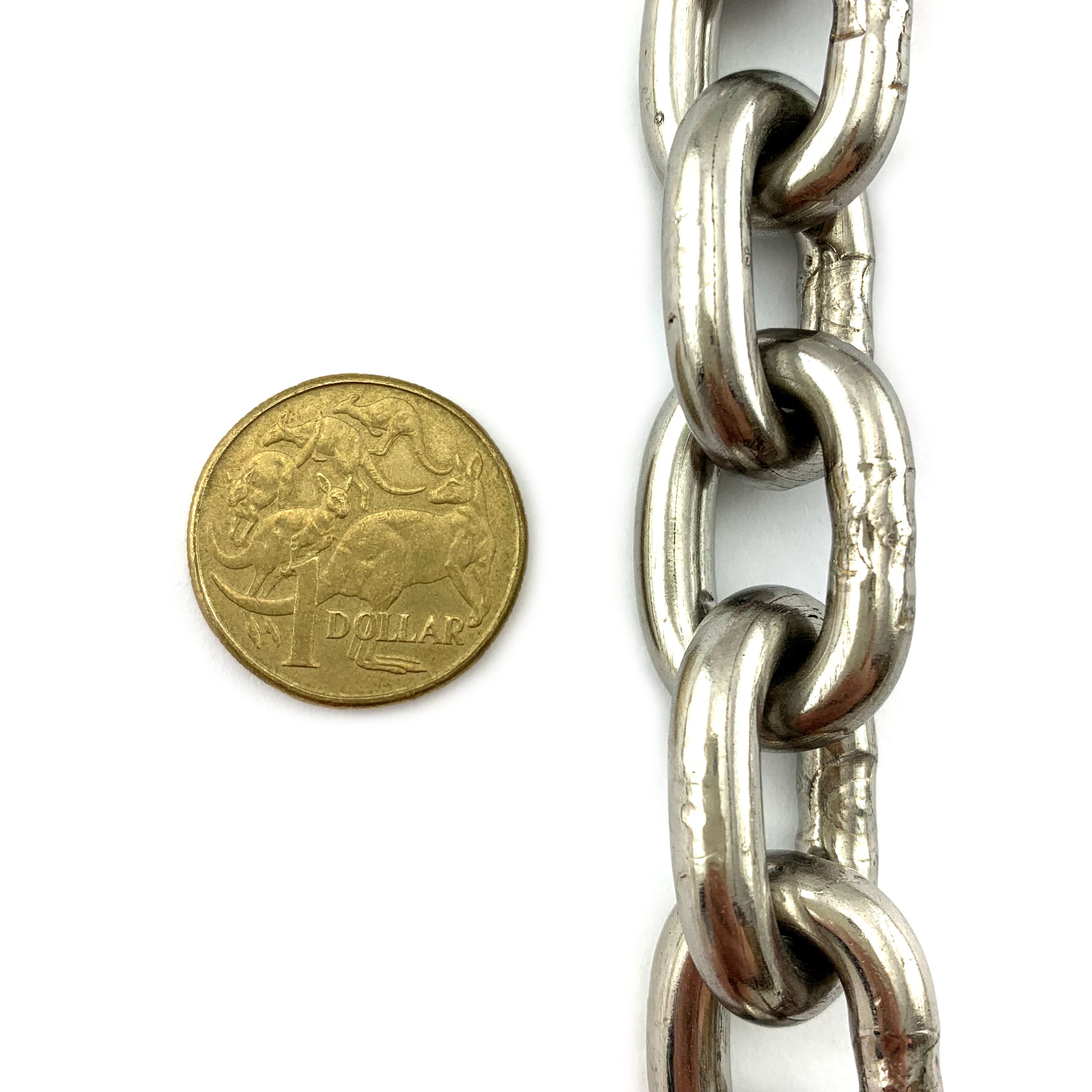 Stainless Steel Welded Short Link Chain - 6mm - By The Metre. Australia.