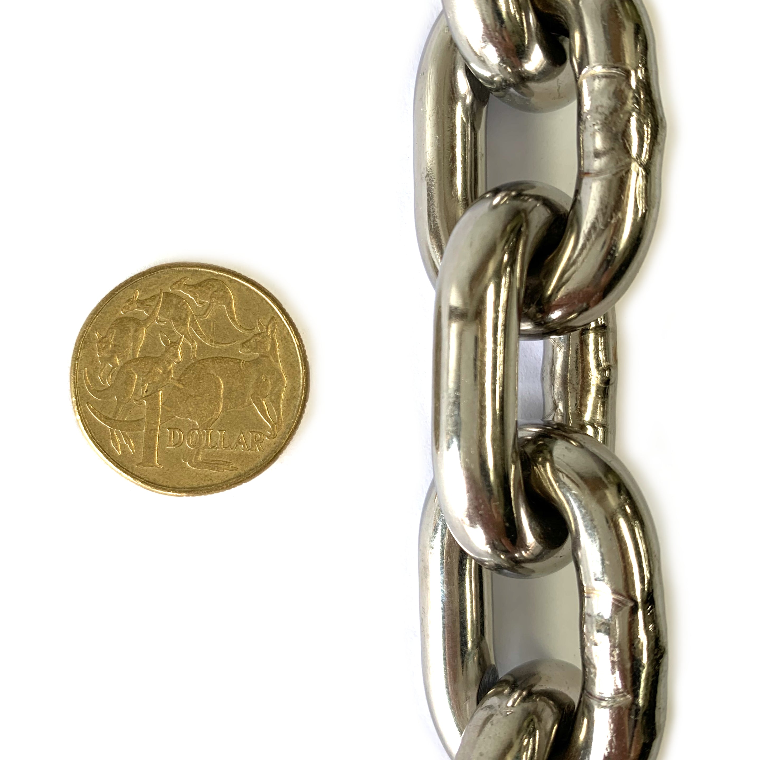Stainless Steel Short Link Welded Chain - 8mm - By The Metre. Australia.
