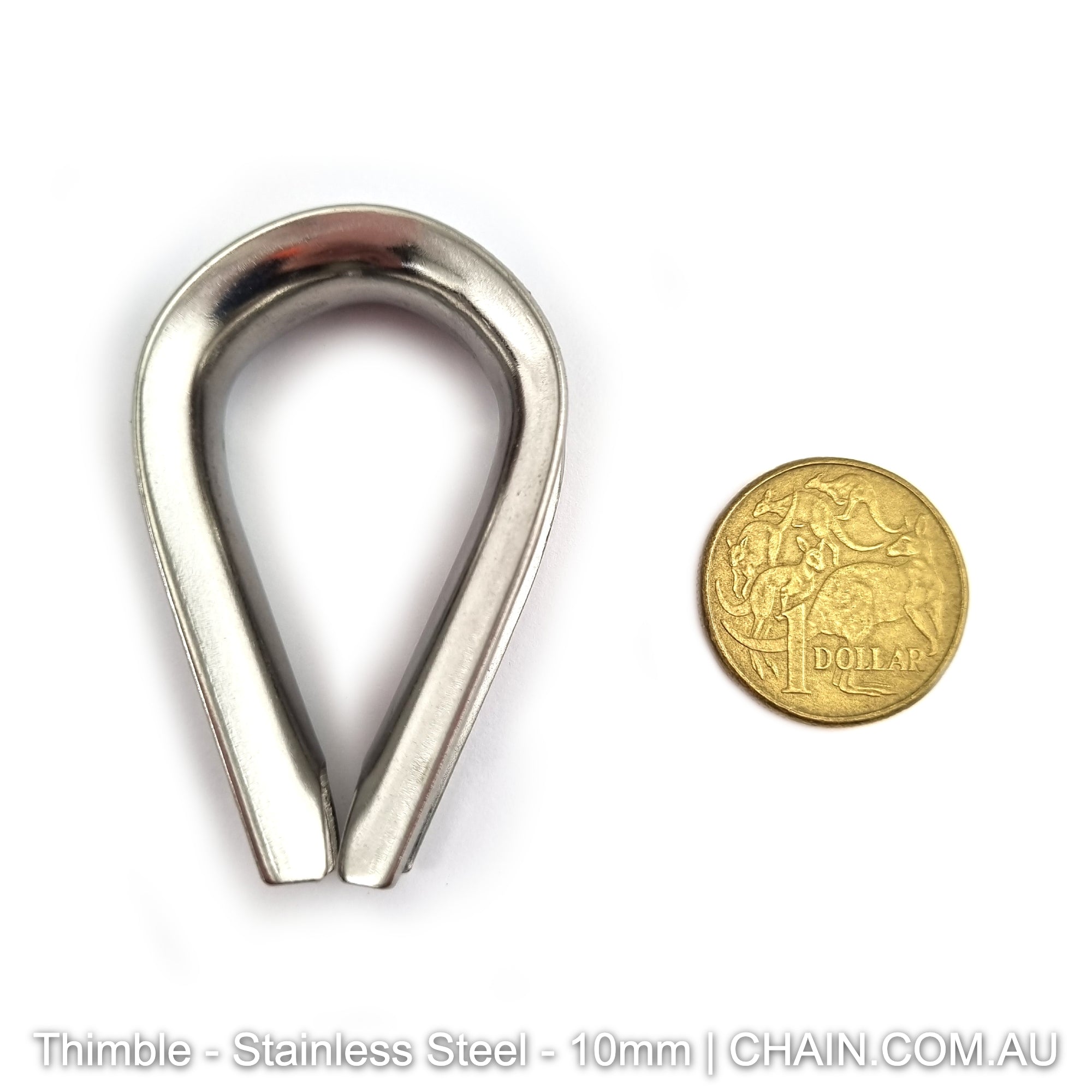Stainless steel thimble, size 10mm in type 316 marine grade stainless steel. Shop hardware online. Australia wide shipping + Melbourne click & collect.