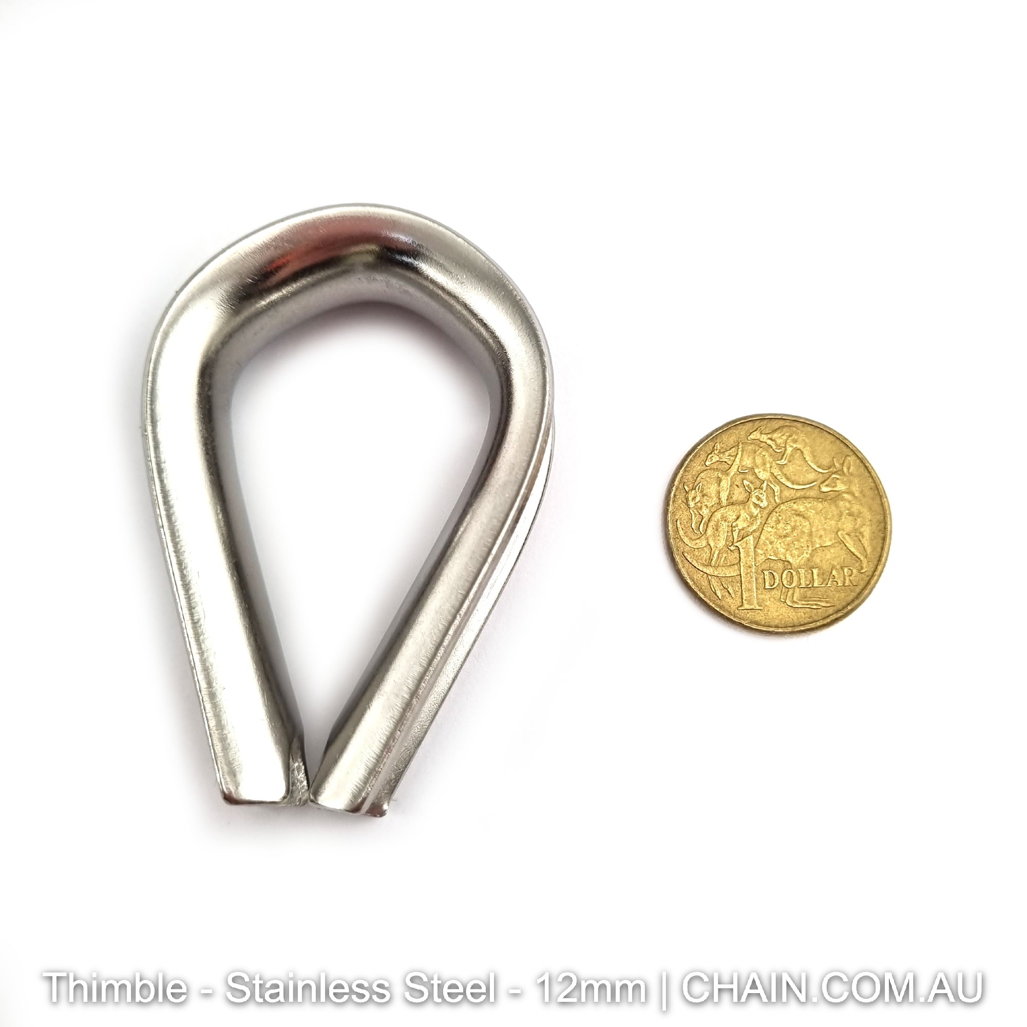 Stainless steel thimble, size 12mm in type 316 marine grade stainless steel. Shop hardware online. Australia wide shipping + Melbourne click & collect.