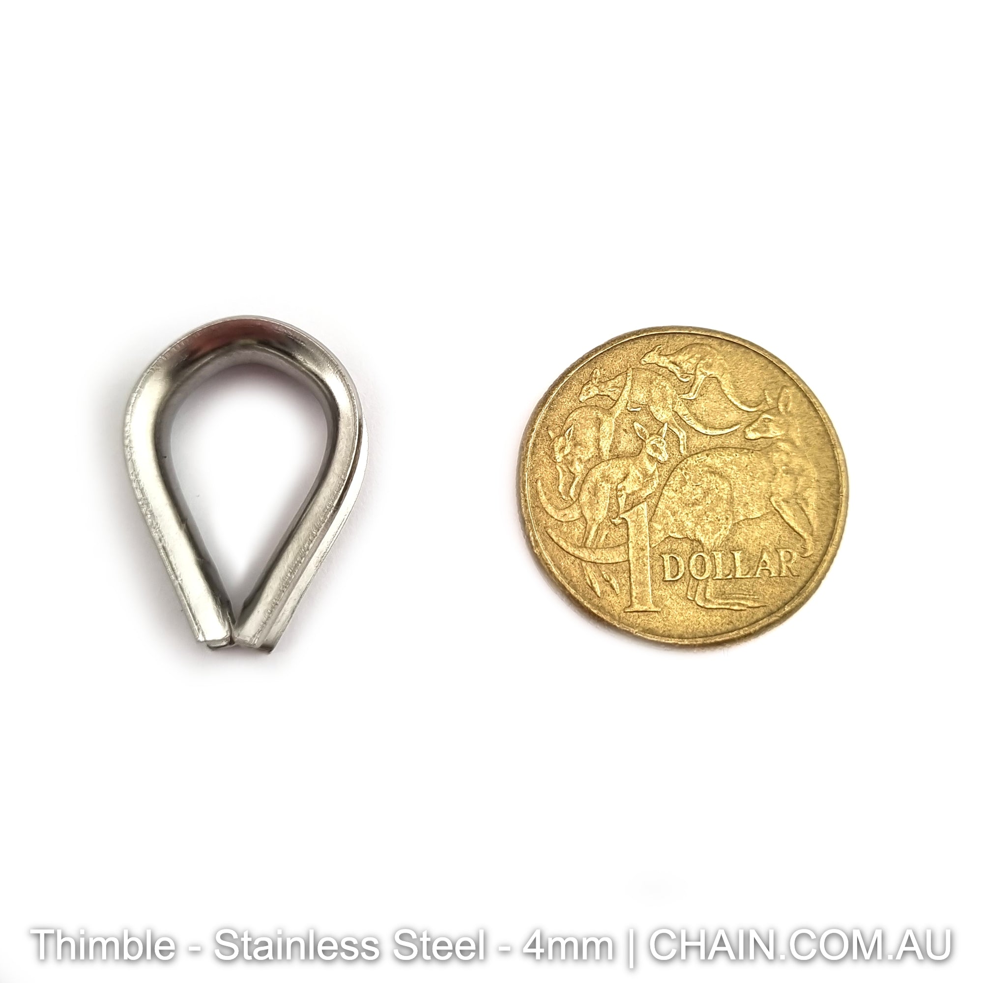 Stainless steel thimble, size 4mm in type 316 marine grade stainless steel. Shop hardware online. Australia wide shipping + Melbourne click & collect.