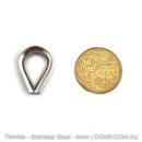 Stainless steel thimble, size 4mm in type 316 marine grade stainless steel. Shop hardware online. Australia wide shipping + Melbourne click & collect.