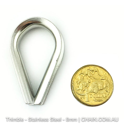 Stainless steel thimble, size 8mm in type 316 marine grade stainless steel. Shop hardware online. Australia wide shipping + Melbourne click & collect.