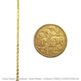 Hammered Trace Chain in a Gold Plated Finish. Size: 0.33mm, T33H. Jewellery Chain, Australia wide shipping. Shop chain.com.au
