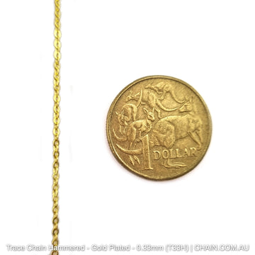 Hammered Trace Chain in a Gold Plated Finish. Size: 0.33mm, T33H. Jewellery Chain, Australia wide shipping. Shop chain.com.au