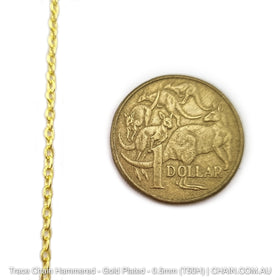 Hammered Trace Chain in a Gold Plated Finish. Size: 0.5mm, T50H. Jewellery Chain, Australia wide shipping. Shop chain.com.au