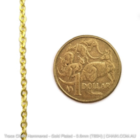 Hammered Trace Chain in a Gold Plated Finish. Size: 0.6mm, T60H. Jewellery Chain, Australia wide shipping. Shop chain.com.au