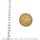 Trace Chain in a Silver Plated Finish. Size: 1.0mm, T100. Jewellery Chain, Australia wide shipping. Shop chain.com.au