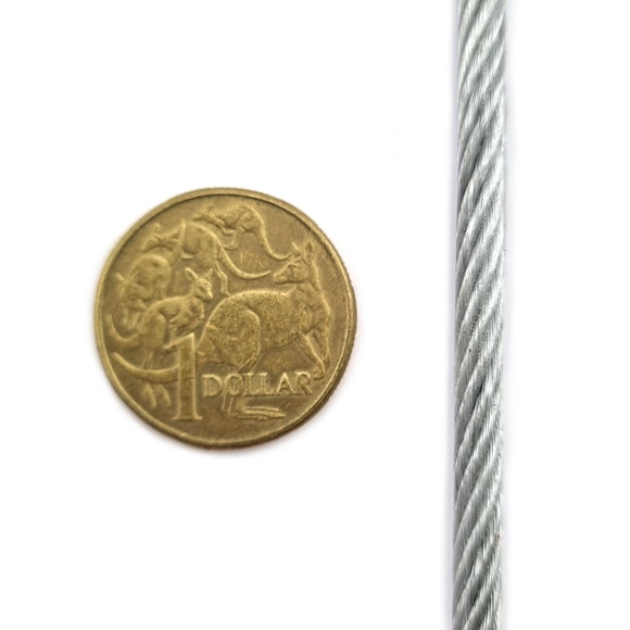 3mm PVC coated galvanised wire rope (wire cord / wire cable). Shop online chain.com.au. Australia wide shipping.
