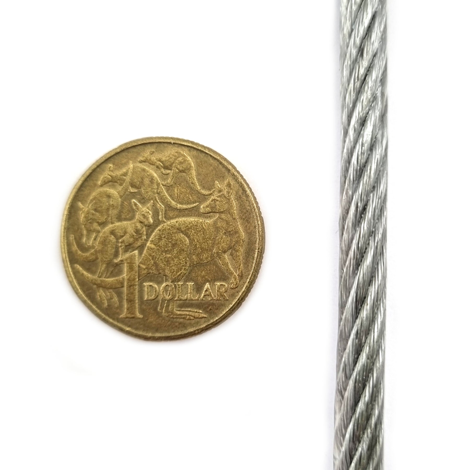 4mm PVC coated galvanised wire rope (wire cord / wire cable). Shop online chain.com.au. Australia wide shipping.